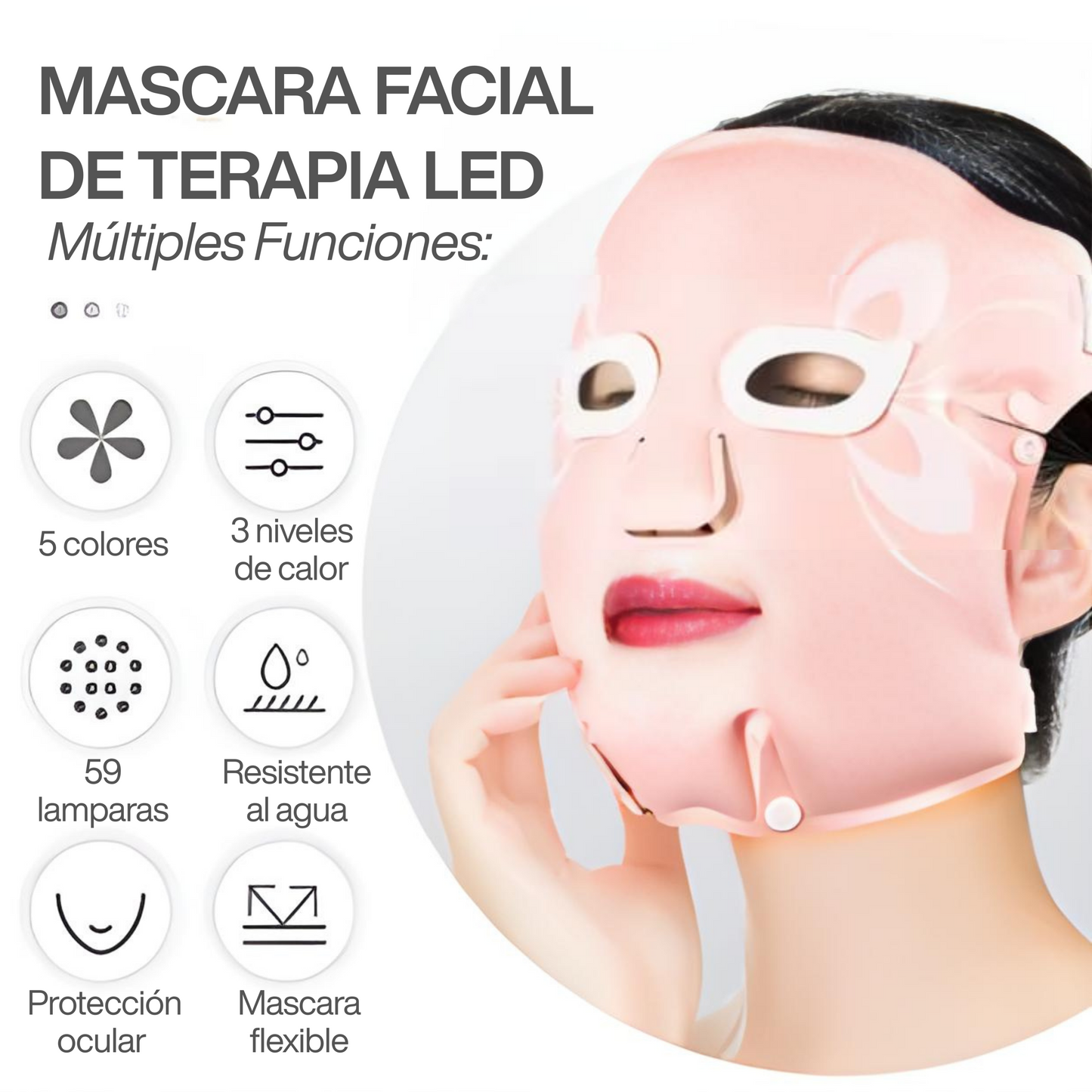 Máscara Facial de Luz LED