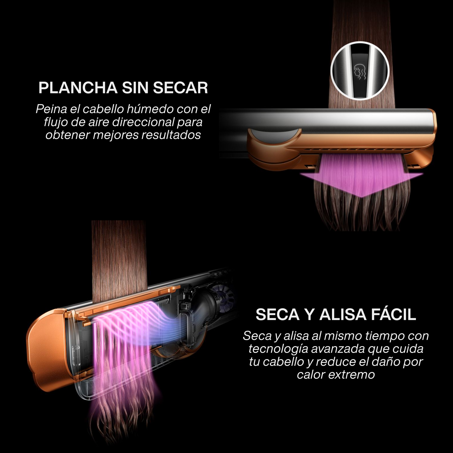 Alaciadora y Secadora de Cabello 2 en 1